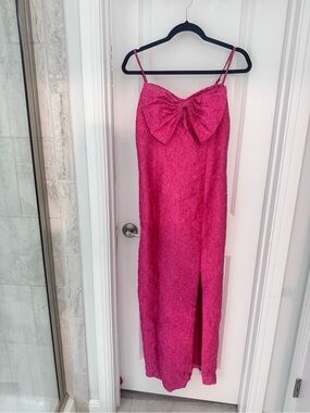Lulu's Hot Pink Bow-Front Midi Slip Dress